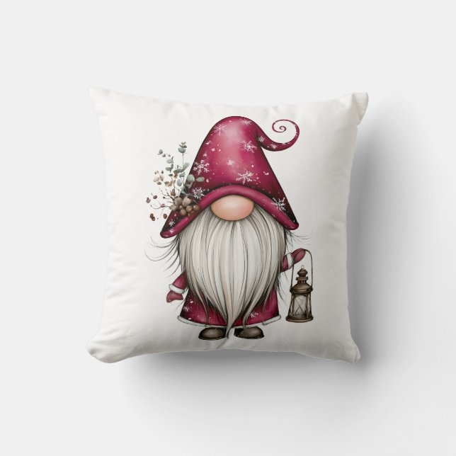 Almofada Lâmpada de Natal do Gnome das Festas (Frente)