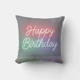 Almofada Lâmpada de néon de aniversário feliz