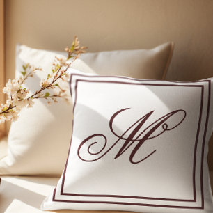 Almofada Lança Branca de Monograma Personalizado Elegante