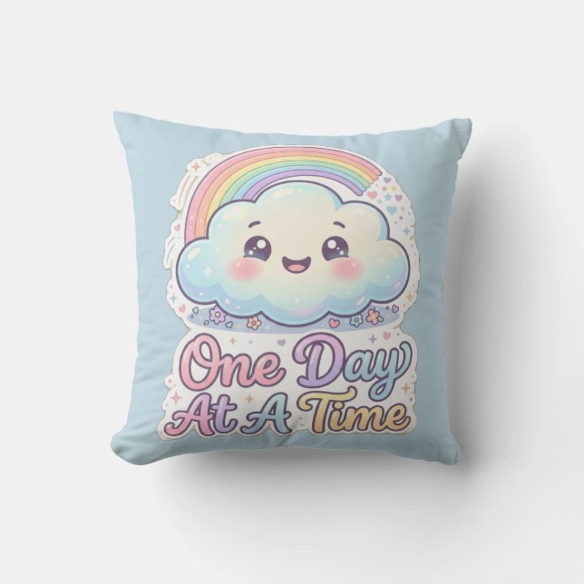Almofada Lançamento Cute Kawaii Cloud Rainbow Um Dia de Cad (Frente)