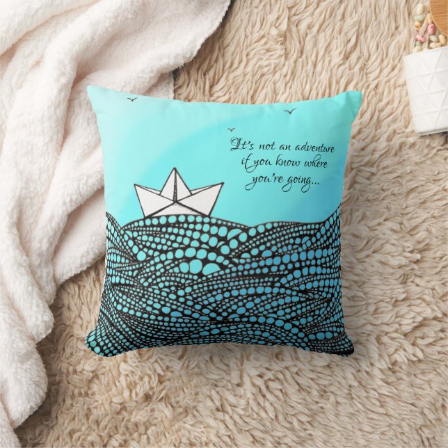 Almofada Lápis - Barco de Papel Desenhado | texto motivacio (Cobertor)