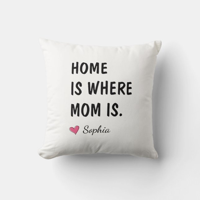 Almofada Lar é Onde a Mamãe Está Presente Personalizado par (Frente)