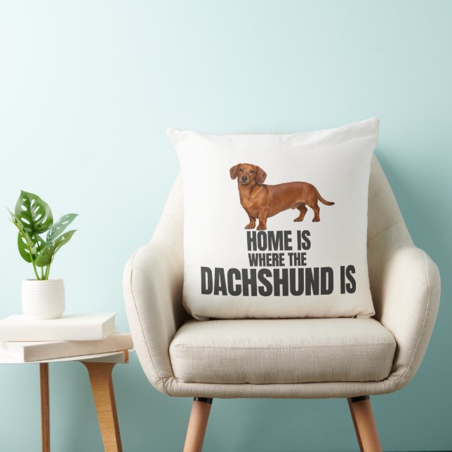 Almofada Lar é Onde Está o Dachshund Vermelho (Cadeira)