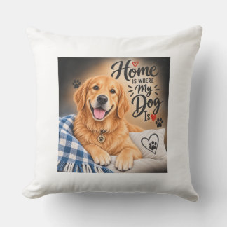 Almofada Lar é Onde Meu Cachorro Está – Lindo Golden Retrie