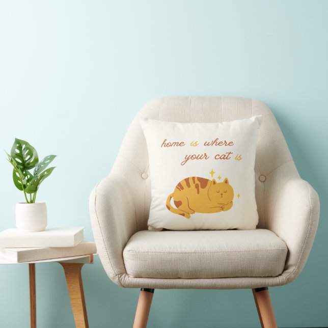 Almofada Lar é Onde Seu Gato é Gato Fofo (Cadeira)