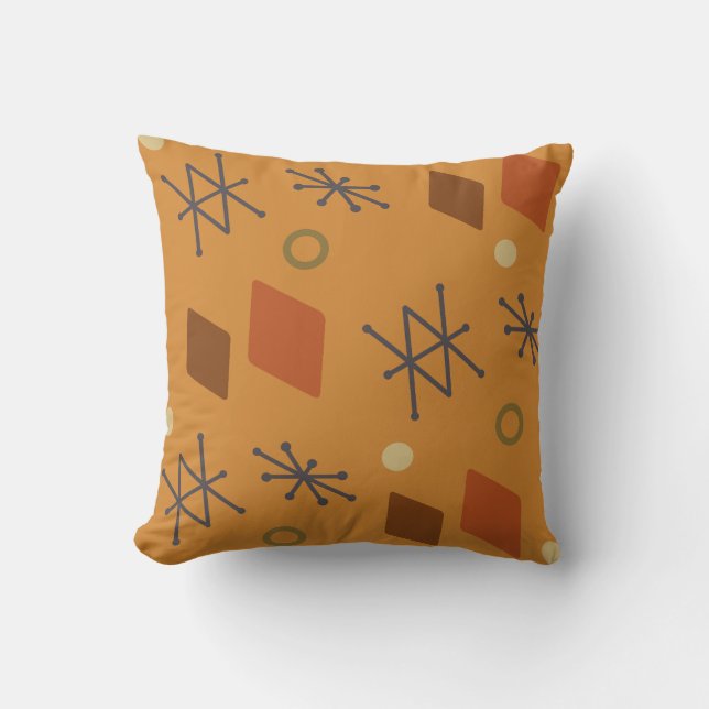 Almofada Laranja Abstrato geométrica de 1950 (Frente)