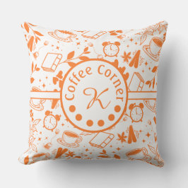 Almofada laranja-amante do café moderno do meio século