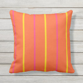 Almofada Laranja Amarelo e Cor-de-rosa - Estrias Verticais 