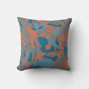 Almofada Laranja Aqua Turquoise Swirling Design no carvão