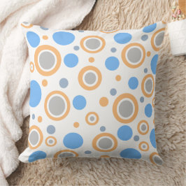 Almofada Laranja Azul Branco Prata Bolinhas