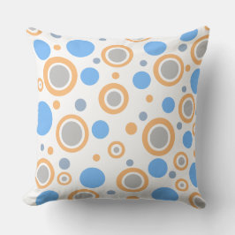 Almofada Laranja Azul Branco Prata Bolinhas