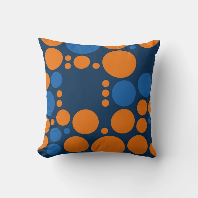 Almofada Laranja Azul Grandes Bolinhas (Frente)