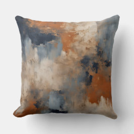 Almofada Laranja Azul Marinho Abstrato Distress
