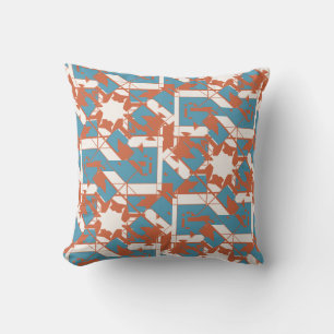 Almofada Laranja Azul Mediterrâneo Mosaico Irregular
