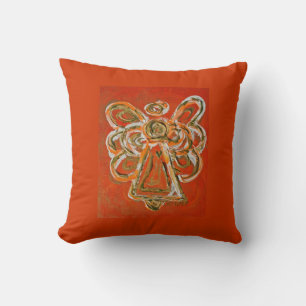Almofada Laranja, Branco, Dourado Travesseiro decorativo De