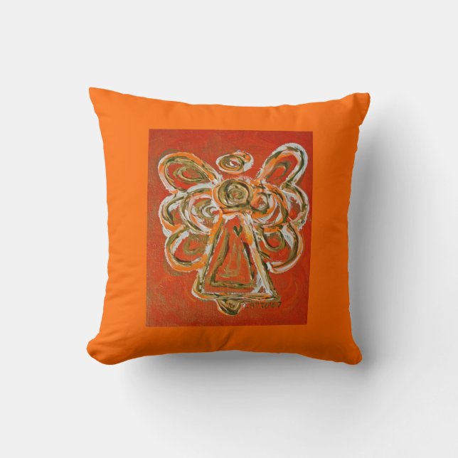 Almofada Laranja, Branco, Dourado Travesseiro decorativo De (Frente)