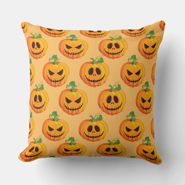 ALMOFADA LARANJA COM PUMPKINS DE LARANJA HALLOWEEN (Frente)