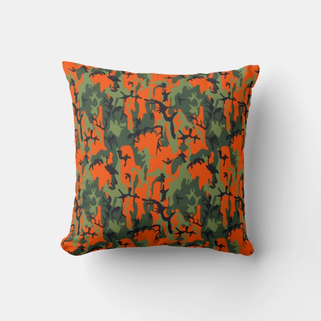 Almofada Laranja de Segurança e Camuflagem Verde (Frente)