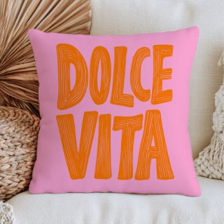 Almofada Laranja Dolce Vita em Rosa Pastel Moderno Italiano
