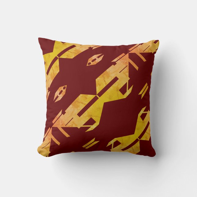 Almofada Laranja Dourada moçada sobre Motif de Arte Diagona (Frente)