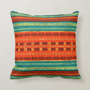 Almofada Laranja Dourado e cerceta do teste padrão tribal