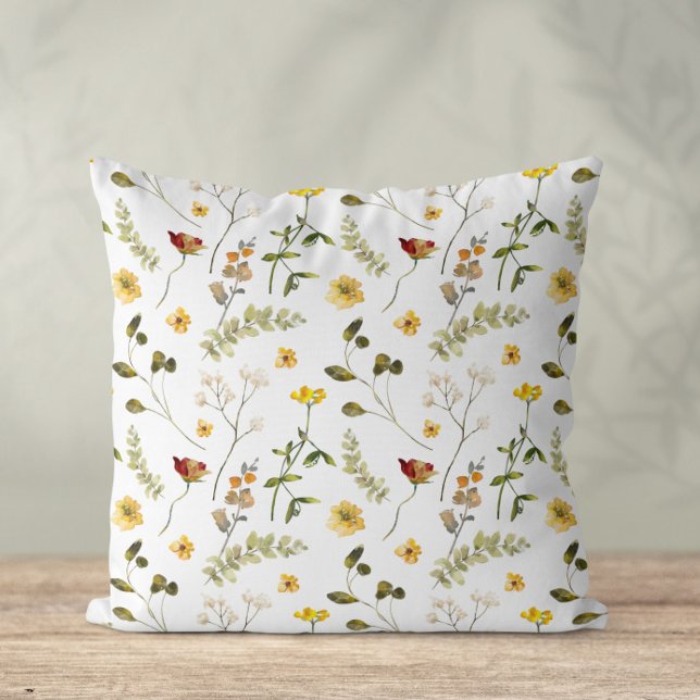 Almofada Laranja e Amarelo Flores Selvagens Cushion (Criador carregado)