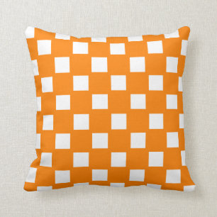 Almofada Laranja e branco verificados