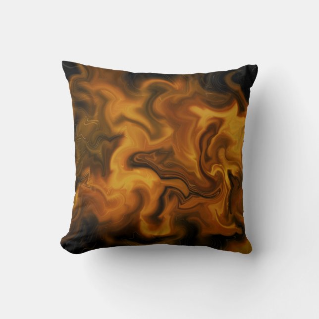 Almofada laranja flamejante e preto (Frente)