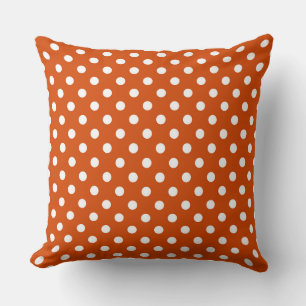 Almofada Laranja - laranja vermelho e pontos brancos