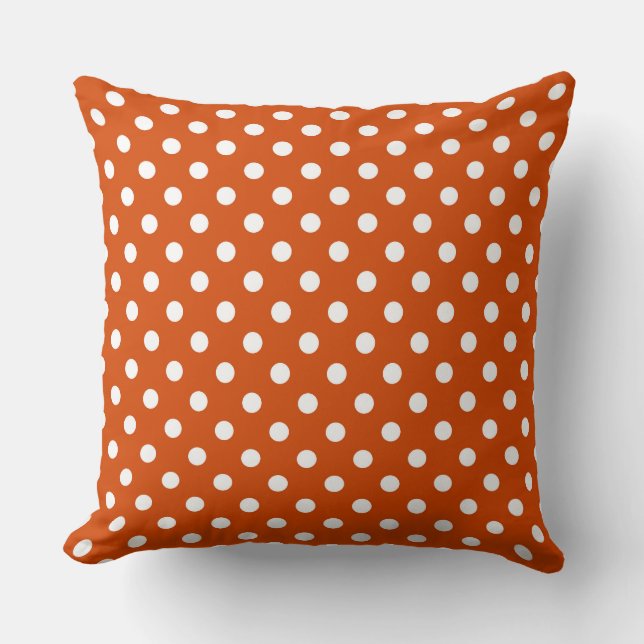 Almofada Laranja - laranja vermelho e pontos brancos (Frente)