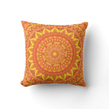 Laranja Mandala Warm Boho Padrão Vibrante Aconcheg