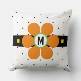 Almofada Laranja Poder Floral Moderno Meados do Século