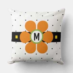 Almofada Laranja Poder Floral Moderno Meados do Século