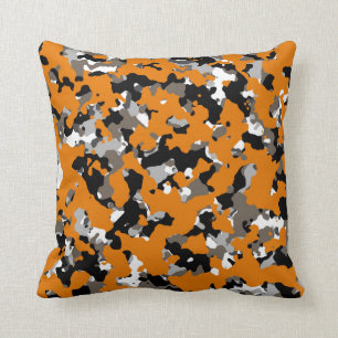 Almofada Laranja Preto Cinza Bege Camuflagem Camo Estampa