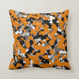 Almofada Laranja Preto Cinza Bege Impressão Camuflagem Camo