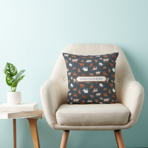 Almofada Laranja Queimada e Cinzas Escuras Patternas Longho