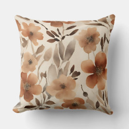 Almofada Laranja Queimada Ferrugem Marrom Bege Floral Aquar