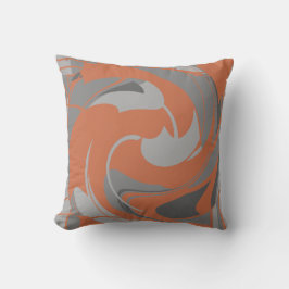 Almofada Laranja Queimado Cinza Carvão Mosaico Floral Abstr