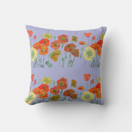 Almofada Laranja Shabby Poppy Pastel Floral Purple Lilac