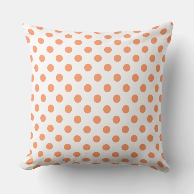 Almofada Laranja Tangerina Pontos Polka Círculos (Frente)