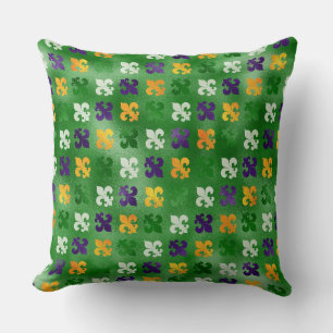 ALMOFADA LARANJA VERDE MARDI GRAS FLEUR DI LIS