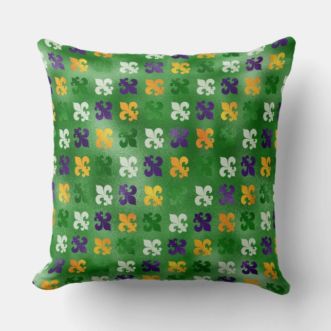ALMOFADA LARANJA VERDE MARDI GRAS FLEUR DI LIS (Frente)