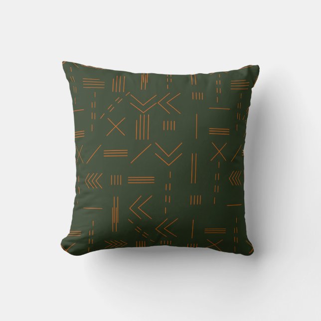 Almofada Laranja Verde Terracotta Gorgeous Padrão Geométric (Frente)