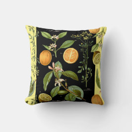 Almofada Laranjas e Limões Vintage com Ênfase Amarela