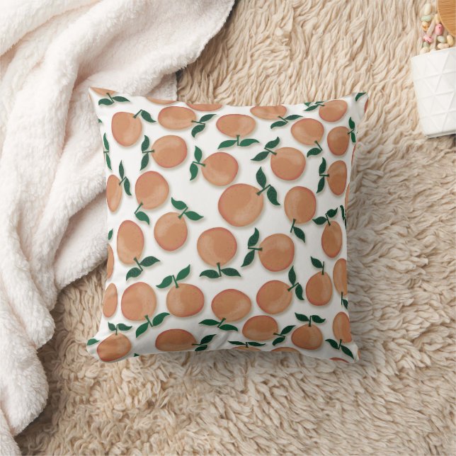 Almofada Laranjas Fofas Frutas País Branco (Cobertor)
