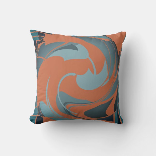 Almofada Lata de Laranja Queimada Seafoam Abstrato Motif (Frente)