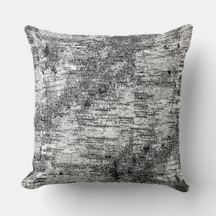 Almofada Latido de Árvore de Birch Gráfico Preto e Branco