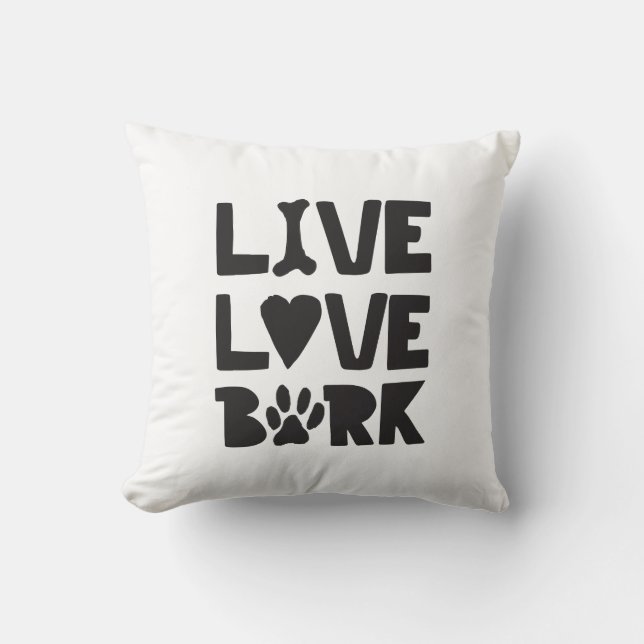 Almofada Latido Live Love Happy Latido Cães Latido Cotações (Frente)