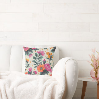 Almofada Latim decorativo floral de coloração aquosa elegan