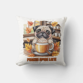 Almofada Latte de Tempero de Abóbora Pug – Design de Café d